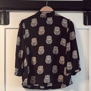 Black Owl Print Women’s Shirt